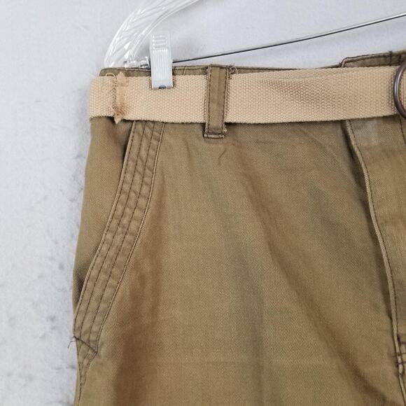 Wear First Cargo Pants Mens 34x30 Khaki Casual Cotton Utility Pockets Belted - Picture 3 of 13